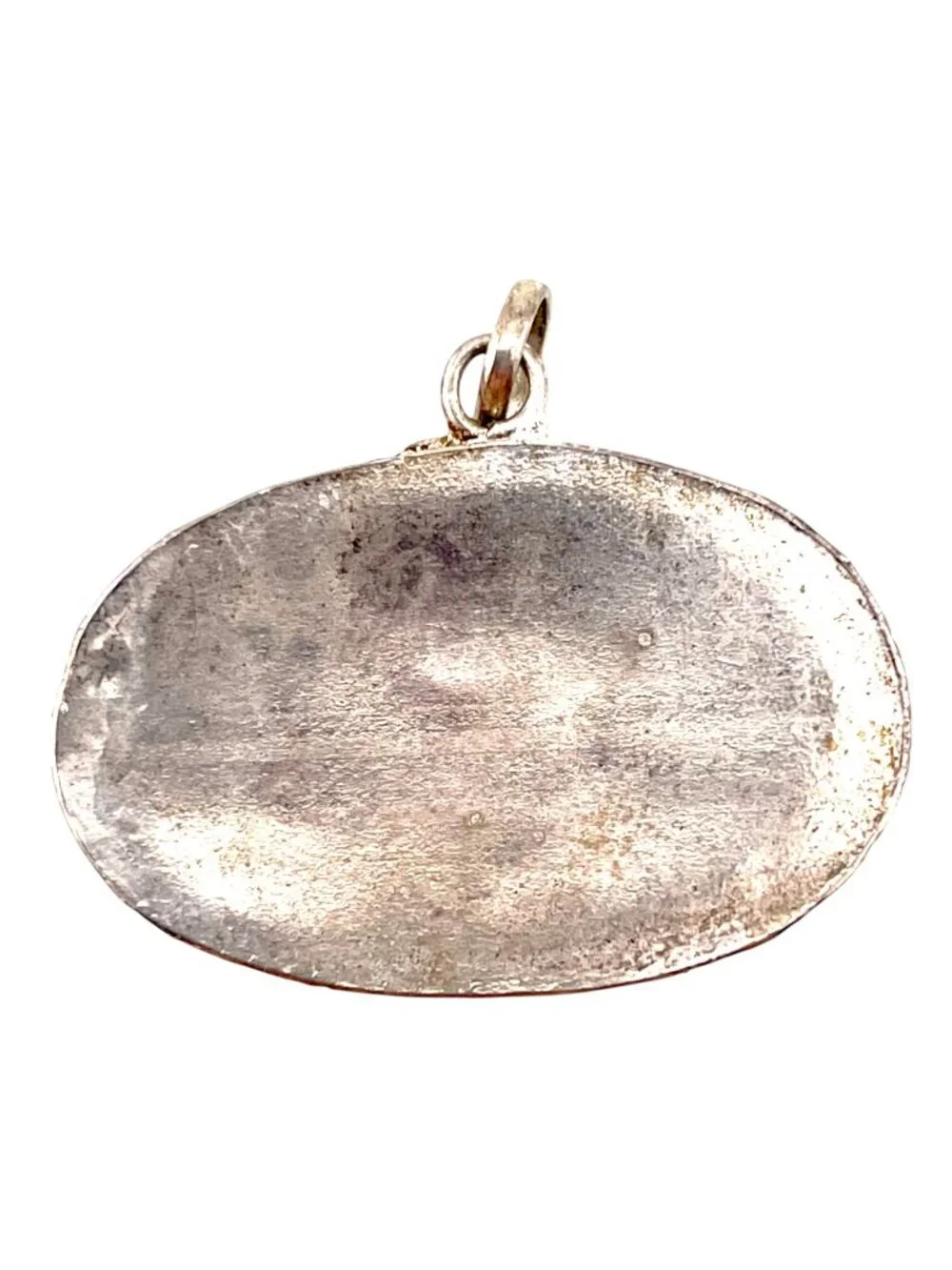 Large Tiger’s Eye Pendant East West Cabochon Vintage Silver Artisan